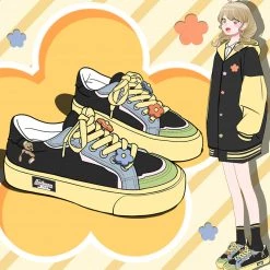 Juwas Ulzzange Bear Embroidery Canvas Sneakers 10 Juwas Ulzzange Bear Embroidery Canvas Sneakers