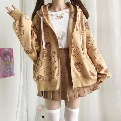 Juwas Dessert Bear Plus Fleece Loose Jacket NEW ARRIVAL