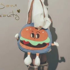 Juwas Cartoon Hamburger Shoulder Bags