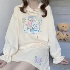 Juwas Pick Me Rabbit Print Sweatshirt Skirt Set CLOTHING 10 Juwas Pick Me Rabbit Print Sweatshirt Skirt Set CLOTHING