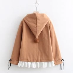 Juwas CLOTHING Deer Embroidery Pockets Hooded Jacket