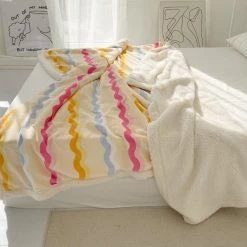 Juwas HOME&LIFESTYLE Rainbow Curls Plush Velvet Blanket