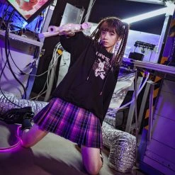 Juwas Punk Black Game Start Bunny Hoodie