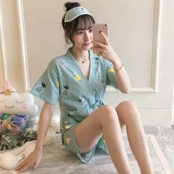Juwas Kawaii Printed Night Robe And Short Set 15 Juwas Kawaii Printed Night Robe And Short Set