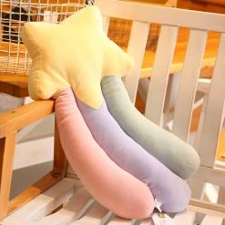 Juwas Pink And Yellow Star Shaped Plush Pillows