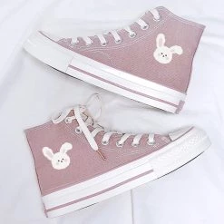 Juwas Bunny Bear High Top Canvas Sneaker Shoes