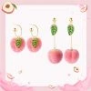 Juwas Sweet Peach Fruit Leaf Dangle Earrings
