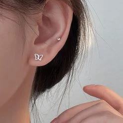Juwas NEW ARRIVAL Mini Butterflies Silver Earrings