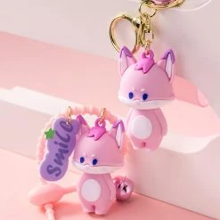 Juwas Lovely Pink Fox PVC Keychain