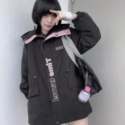 Juwas Black Pink Oversize Jacket Coat
