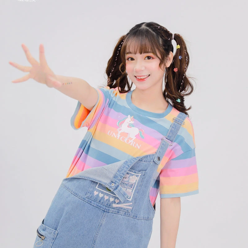 Juwas NEW ARRIVAL Pastel Rainbow Color Unicorn T-shirt 4 Juwas NEW ARRIVAL Pastel Rainbow Color Unicorn T-shirt