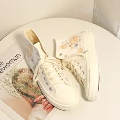 Juwas NEW ARRIVAL Party Bear High Cut Canvas Sneakers