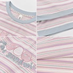 Juwas Sweet Pat Sandwich Striped T-Shirt NEW ARRIVAL