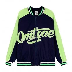Juwas CLOTHING Letter Print Pocket Baseball Jacket