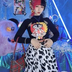 Juwas Cow Printed High Waist Mini Skirt