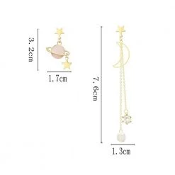 Juwas Chic Moon And Stars Ear Danglers