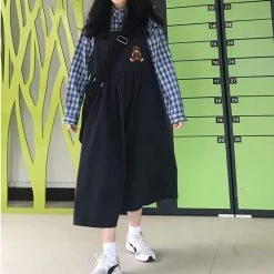 Juwas NEW ARRIVAL Kawaii Sleeveless Navy Bear Dress