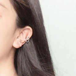 Juwas Fashion & Beauty Love Heart Sterling Silver Stud Earring Ear Clips