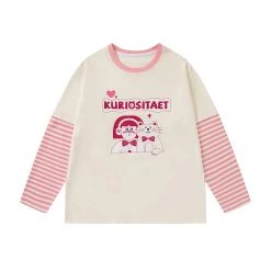 Juwas Cartoon Print Fake Two-Piece Cotton Hoodie