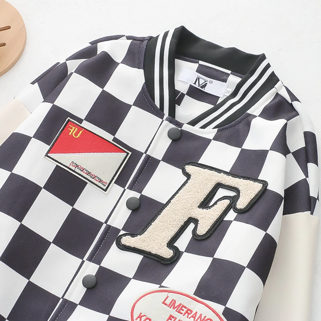 Juwas CLOTHING Checkered Print Pocket Baseball Jacket 7 Juwas CLOTHING Checkered Print Pocket Baseball Jacket