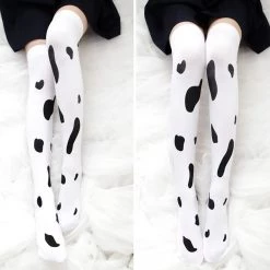 Juwas Cow Print Knee High Socks