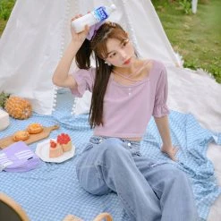 Juwas NEW ARRIVAL Princess Castle Embroidered Blouse Top