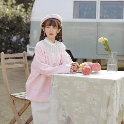 Juwas Sweet Pastel Embroidered Flower Cardigan NEW ARRIVAL