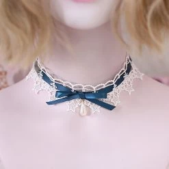 Juwas Kawaii Teardrop Pearl Choker Necklace