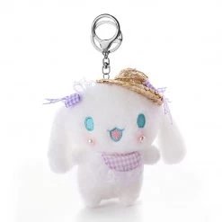 Juwas Adorable White Bunny Summer Hat Keychain