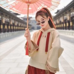 -Juwas Elegant Chinese Text Embroidery Hoodie And Pants