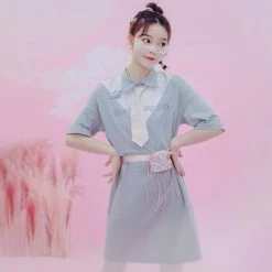 Juwas Kawaii Explorer Two-Toned Collar Midi Dress