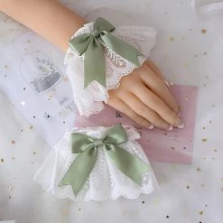 Juwas NEW ARRIVAL Cute Lolita Ribbon Bow Lace Wristband