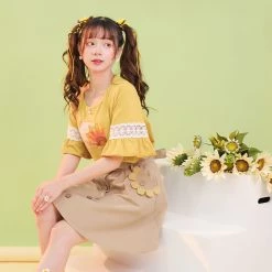 Juwas Sunflower Ruffled T-Shirt And Khaki Skirt NEW ARRIVAL 12 Juwas Sunflower Ruffled T-Shirt And Khaki Skirt NEW ARRIVAL