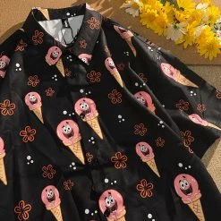 Juwas Ice Cream Print Loose Polo Top NEW ARRIVAL 10 Juwas Ice Cream Print Loose Polo Top NEW ARRIVAL