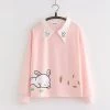 Juwas CLOTHING Rabbit Carrot Print Sweatshirt With Collar
