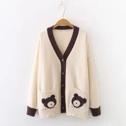 Juwas Kawaii Brown Bear Cardigan Jacket CLOTHING