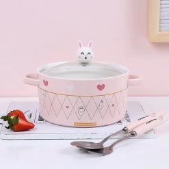 Juwas Lovely Animal Print Bowl With Fork Spoon Set NEW ARRIVAL