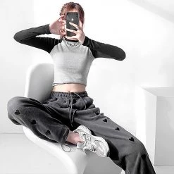 Juwas Chic Side Mini Hearts Jogger Sweatpants NEW ARRIVAL