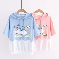 Juwas Lovely Bear Cloud Print T-shirt