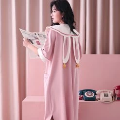 Juwas Pink Pastel Rabbit Ears Night Gown
