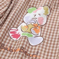 Juwas Cartoon Bear Print Plaid Pants NEW ARRIVAL