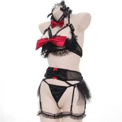 Juwas CLOTHING Sexy Lace Dark Goth Two-Piece Lingerie