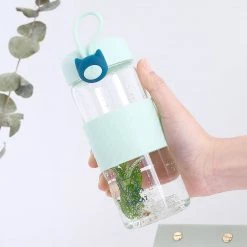 Juwas Cute Cat Glass Water Bottle