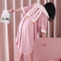 Juwas Pink Pastel Rabbit Ears Night Gown 9 Juwas Pink Pastel Rabbit Ears Night Gown