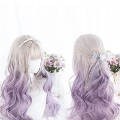 Juwas Fashion & Beauty Lolita Gray Purple Long Curly Wig