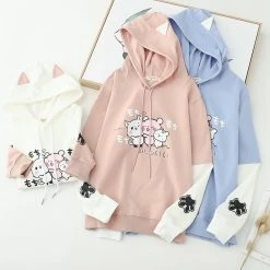 Juwas CLOTHING Lovely Pig And Friends Embroidery Hoodie