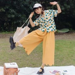 Juwas NEW ARRIVAL Chic Basic Mustard Loose Square Pants