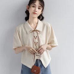 Juwas Fashion Lace Up Short Sleeve Shirt NEW ARRIVAL 12 Juwas Fashion Lace Up Short Sleeve Shirt NEW ARRIVAL