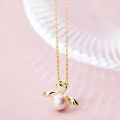 Juwas Love Angel Wings Pearl Silver Necklace NEW ARRIVAL