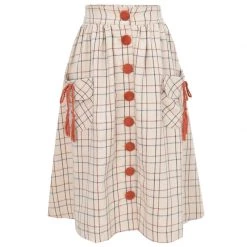 -Juwas NEW ARRIVAL Red N Beige Autumn Season Skirt Coat